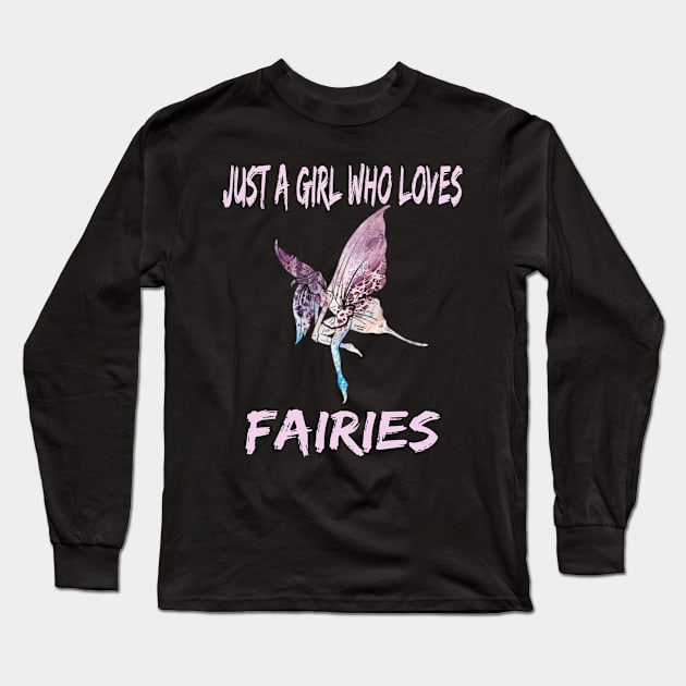 Just A Girl Who Loves Fairies Abstract Stained Glass design Long Sleeve T-Shirt by KnMproducts